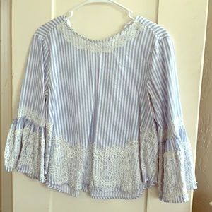 Blue and white striped blouse